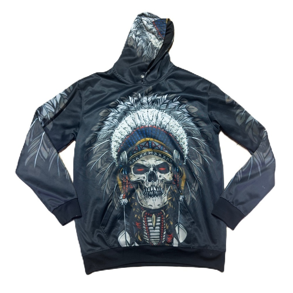 Gearhumans 3D Native American Skull Tshirt Hoodie Apparel Size XL